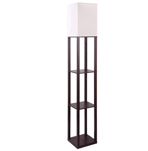 Wooden Three Shelf Floor Lamp