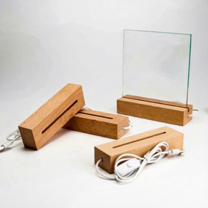 Beech Wood Solid Rectangle Luminous Base LED Lamp